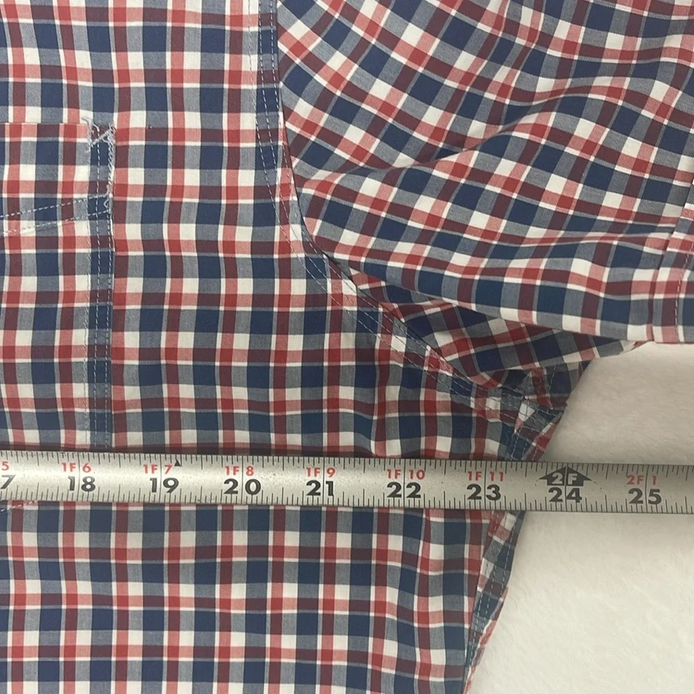 Banana Republic Custom 078 Wash Camden Fit Plaid Short Sleeve Button Size L